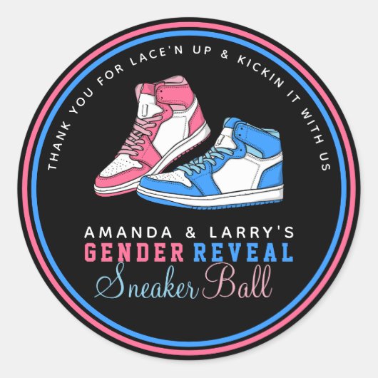 Sneaker Ball Gender onthullen Ronde Sticker (Voorkant)