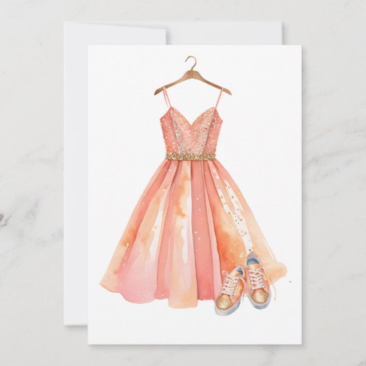 Sneaker Ball Sweet 16 Peach en Gold Glitter Kaart (Achterkant)