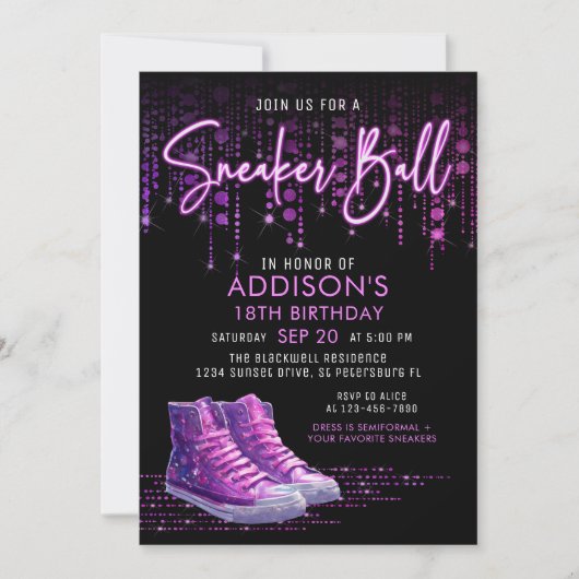 Sneaker Ball Verjaardag uitnodiging (Voorkant)