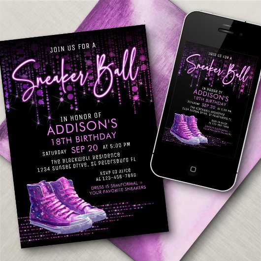 Sneaker Ball Verjaardag uitnodiging