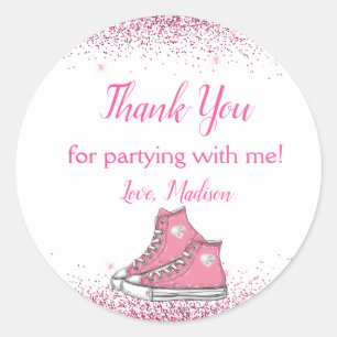 Sneaker Verjaardag, Glitter Sweet 16 Dank je Ronde Sticker
