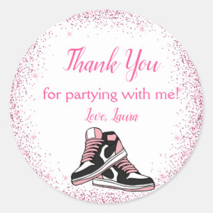 Sneaker Verjaardag, Glitter Sweet 16 Dank je wel k Ronde Sticker