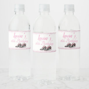 Sneaker Verjaardag, Glitter Sweet 16 Waterfles Etiket