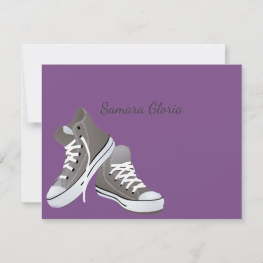 Sneakers Bat Mitzvah Hartelijk dank Notitiekaartje (Voorkant)