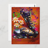 Sneakers en Daisies Impressionistisch Sinaasappel Briefkaart (Voorkant / Achterkant)