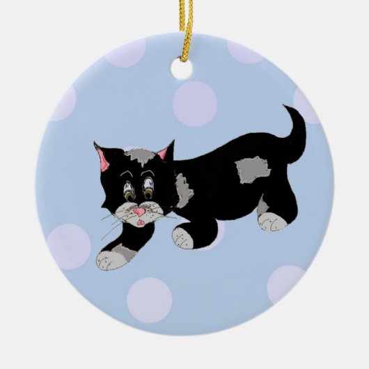 Sneaky Cartoon Cat Keramisch Ornament (Voorkant)