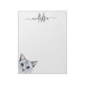 Sneaky Cat 2 Waterverf Monogram Name Blocnote (Gedraaid)