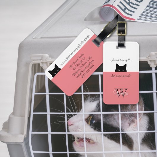 Sneaky Cat Waar zijn we Label voor roze compacte d Bagagelabel