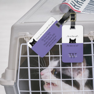 Sneaky Cat Where's We Periwinkle Pet Carrier Label Bagagelabel