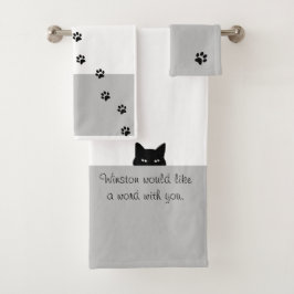Sneaky Cat wil een Word Bath-handdoekset Bad Handdoek