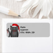 Sneaky grappig Kerst kat grijs Etiket (Insitu)