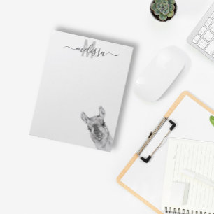 Sneaky Llama Waterverf Monogram Naam Notitieblok