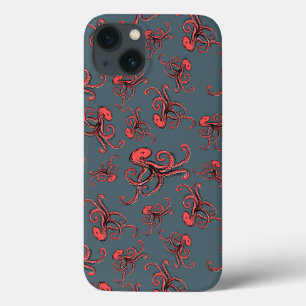 Sneaky Octopus Pattern iPhone 13 Hoesje
