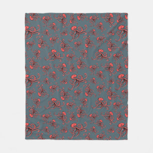 Sneaky Octopus Pattern Fleece Deken