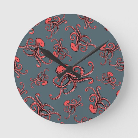 Sneaky Octopus Pattern Ronde Klok (Voorkant)