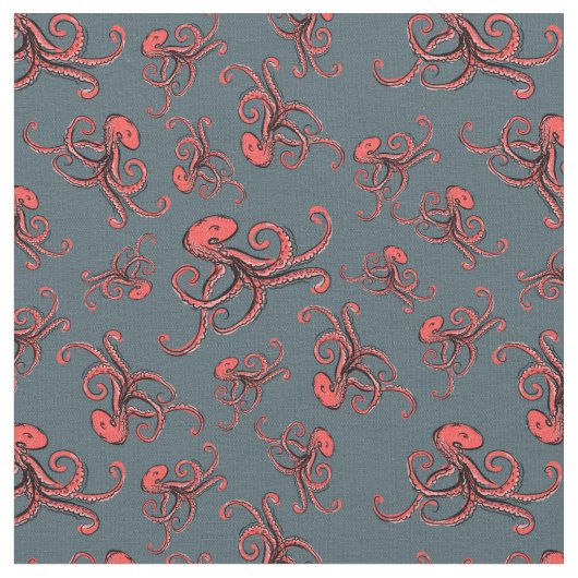 Sneaky Octopus Pattern Stof (Close Up)