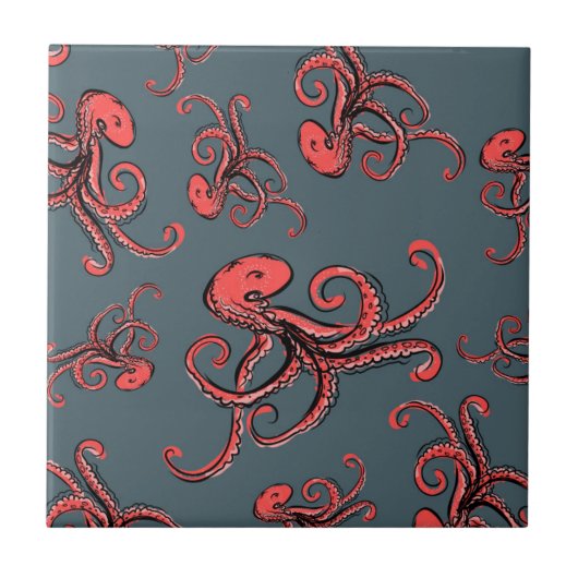 Sneaky Octopus Pattern Tegeltje (Voorkant)