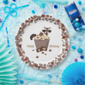 Sneaky Raccoon Chocolate Chip Border Papieren Bordje (Feest)