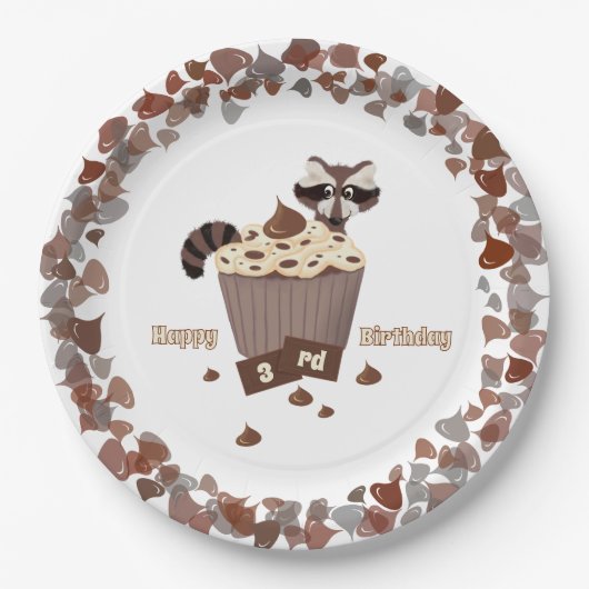 Sneaky Raccoon Chocolate Chip Border Papieren Bordje (Voorkant)