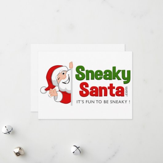 Sneaky Santa Card-blanco binnenin met envelop Feestdagenkaart (Voorkant / Achterkant in situ)