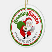 Sneaky Santa Ceramic Ornament (Links)