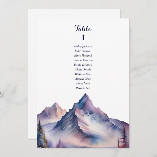 Sneeuw bedekt bergen bruiloft kaart (Voorkant / Achterkant)