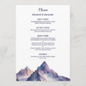 Sneeuw bedekt bergen landschap bruiloft menu (Voorkant)