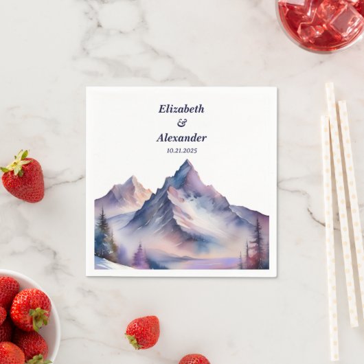 Sneeuw bedekt bergen landschap bruiloft servet (Insitu)