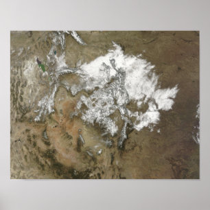 Sneeuw bedekt de Rocky Mountains in de Verenigde S Poster