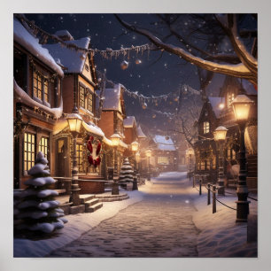 Sneeuw bedekt heel de stad poster