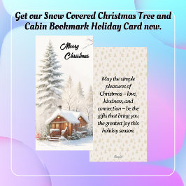 Sneeuw bedekt kerstboom en Bladwijzer Feestdagenkaart