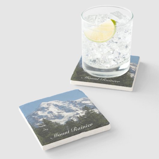 Sneeuw bedekt Mount Rainier landschap Stenen Onderzetter (Zijkant)