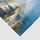 Sneeuw bedekte bergen en een meer tissuepapier (Detail)