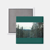 Sneeuw bedekte dennen berglandschap magneet (Voorkant / Achterkant)