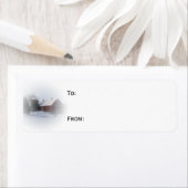 Sneeuw bedekte rode schuur land kerstcadeau Label (Insitu)
