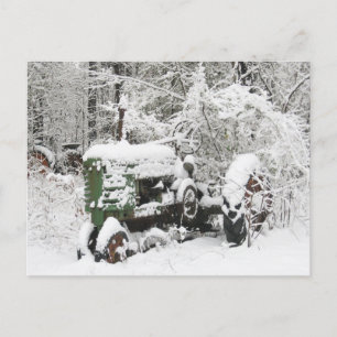 Sneeuw bedekte Tractor Feestdagenkaart
