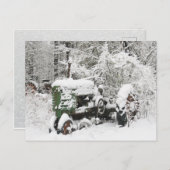 Sneeuw bedekte Tractor Feestdagenkaart (Voorkant / Achterkant)