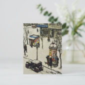  sneeuw bestreken de stadstraat-winter van 1920s briefkaart (Staand voorkant)