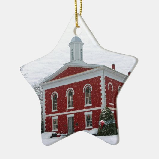 Sneeuw bij het gerechtshof keramisch ornament (Links)