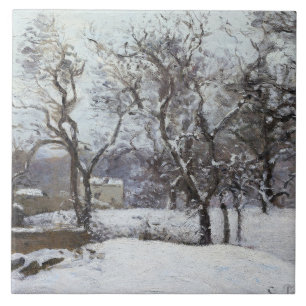 Sneeuw bij Louveciennes (1870) van Camille Pissarr Tegeltje