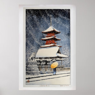 Sneeuw bij Ueno Toshogu Shrine van Kawase Hasui Poster