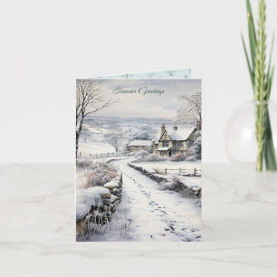 Sneeuw Boerderij Landschap Kerst Kaart