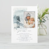 Sneeuw Bos Foto Doe mee QR Avond Feest Bruiloft Kaart (Staand voorkant)