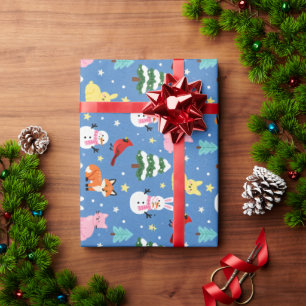 Sneeuw bos vrienden Cute Winter Dier Patronen Cadeaupapier