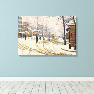 Sneeuw, Boulevard de Clichy, Parijs door Paul Sign Canvas Afdruk