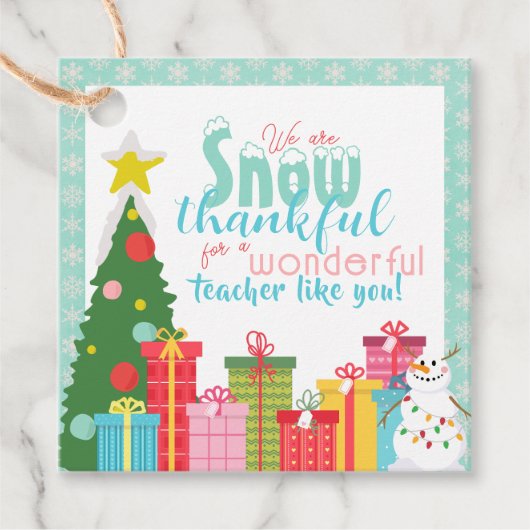 Sneeuw Dankbare Leraren Dank U Bedankjes Labels (Voorkant)