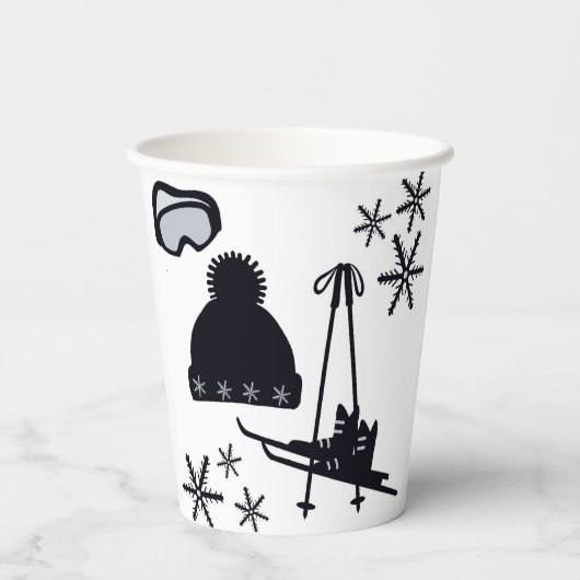 Sneeuw design van verschillende items papieren bekers (Achterkant)