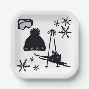Sneeuw design van verschillende items papieren bordje