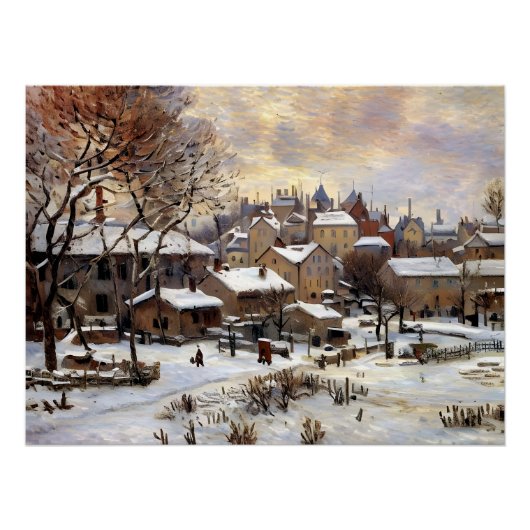 Sneeuw effect met ondergaande zon perfect poster (Voorkant)