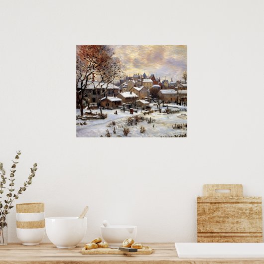 Sneeuw effect met ondergaande zon poster (Keuken)